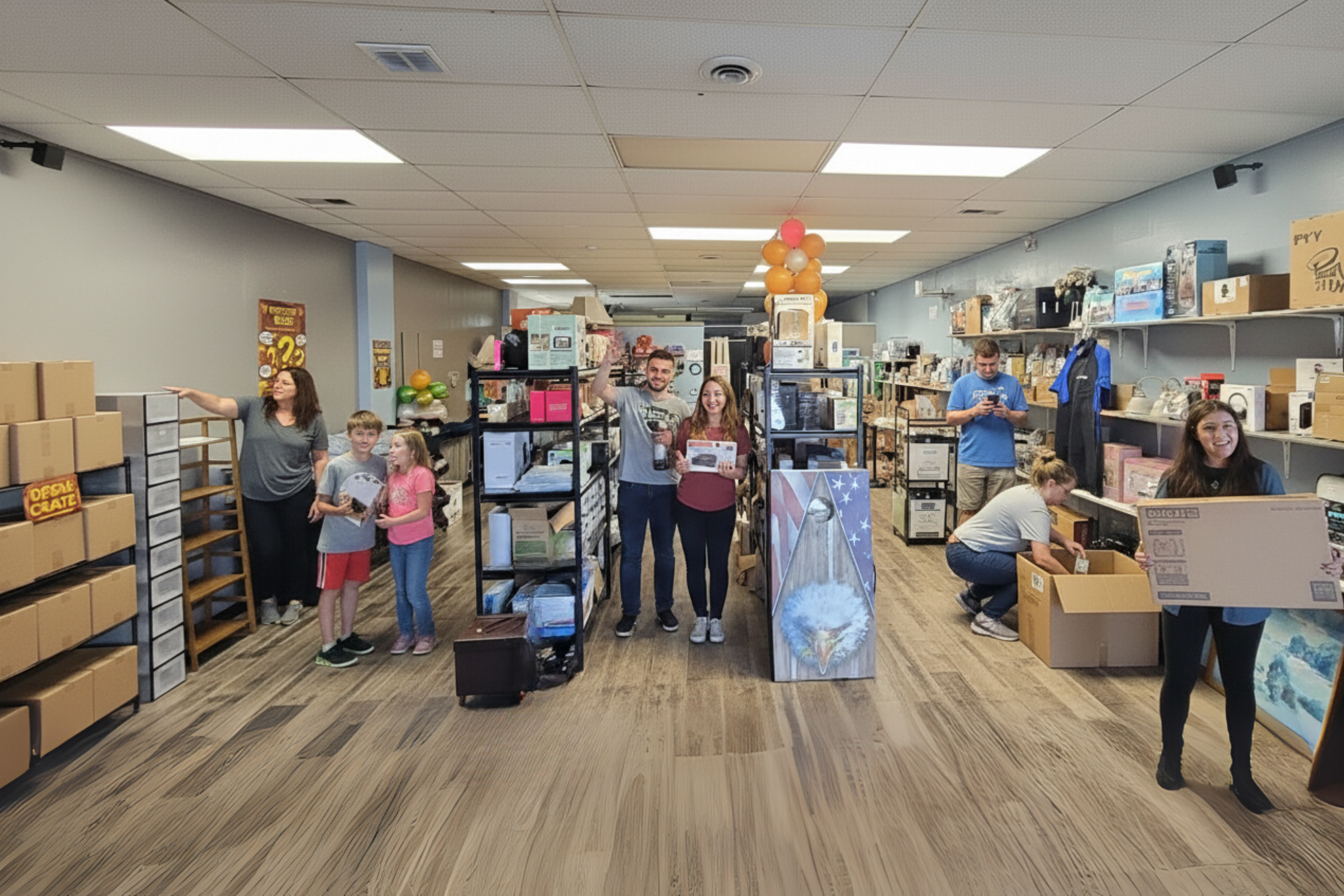 Shoppers browsing discount bins